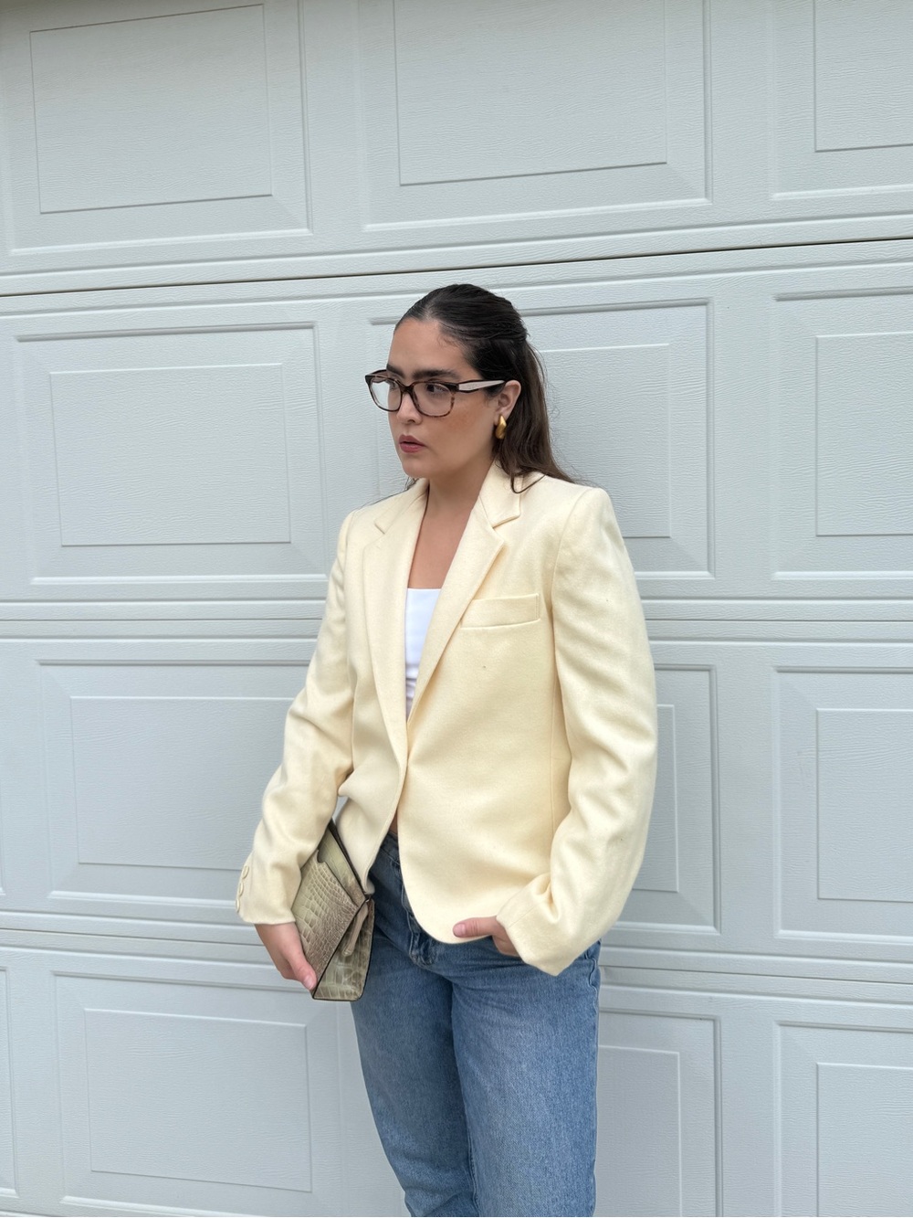Eje Vintage Cream Wool Blazer Tailored Jacket